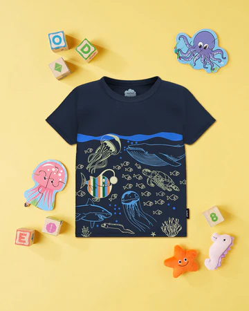 Boys Typography 2 Printed Antimicrobial Applique T-shirt