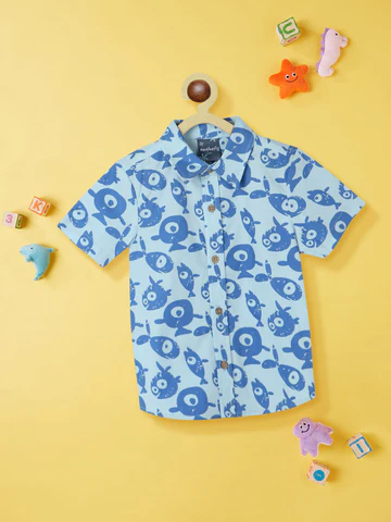 Boys Standard Conversational Printed Pure Cotton Casual Shirt