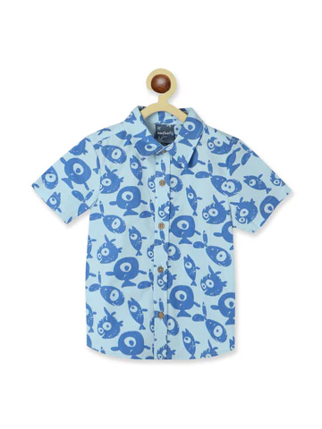 Boys Standard Conversational Printed Pure Cotton Casual Shirt