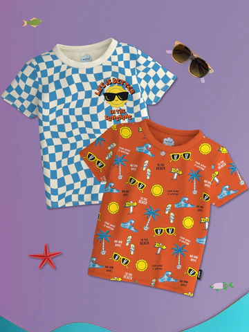 Boys Polka Dot 2 Printed Antimicrobial Pockets T-shirt