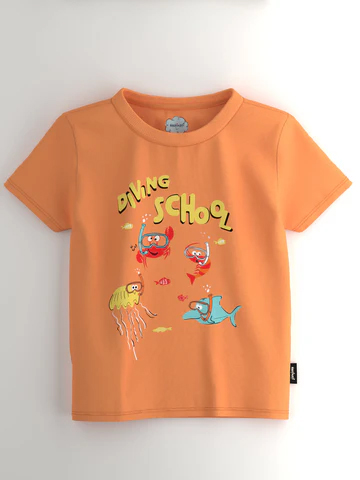 Boys Green-Orange Graphic Printed Half Sleeve Pack of 2 T-Shirt