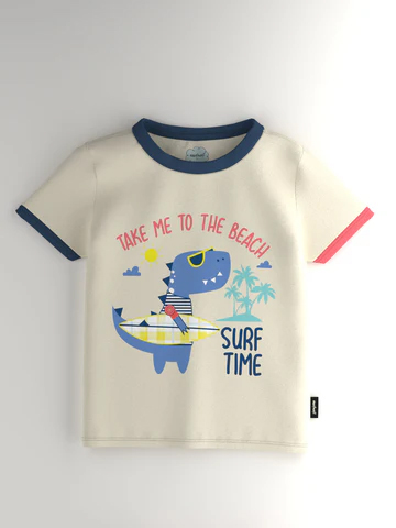 Boys Offwhite-Navy Graphic Printed Half Sleeve Pack of 2 T-Shirt