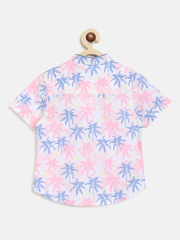 Boy Blue Pink Printed Shirt With Shorts