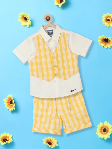 Boys Checked Pure Cotton Shirt With Shorts