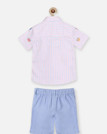 Boys Printed Pure Cotton Shirt With Shorts