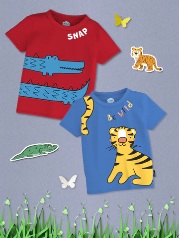 Boys 2 Printed V-Neck Antimicrobial Applique T-shirt