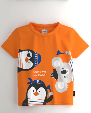 Boys Cobaltblue-Orange-White Graphic Printed Half Sleeve Pack of 3 T-Shirt