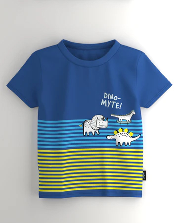 Boys Lightblue-CobaltBlue Graphic Printed Half Sleeve Pack of 2 T-Shirt