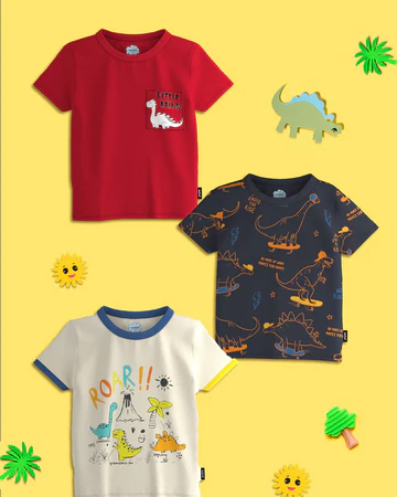 Boys White-Navy-Red Graphic Printed Half Sleeve Pack of 3 T-Shirt