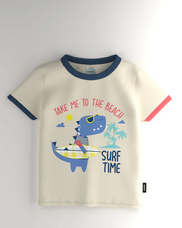 Boys Offwhite-Navy Graphic Printed Half Sleeve Pack of 2 T-Shirt