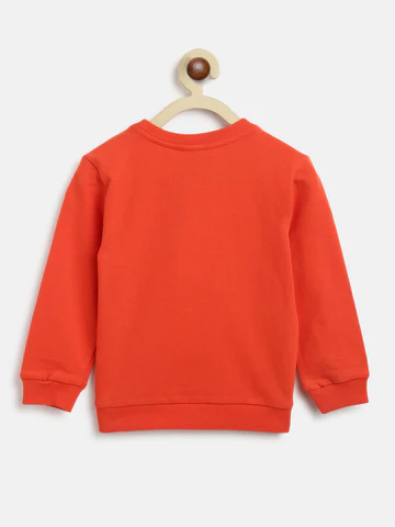Boys Orange Printed Sweatshirt