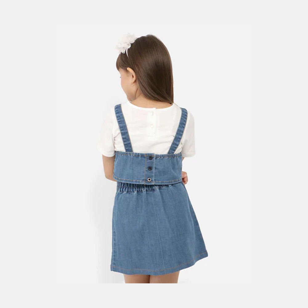 Girls Red Solid Short Sleeve Polyester Dress
