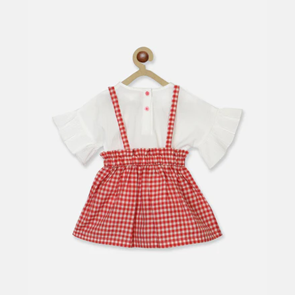 Girls Checked Applique Detail Pure Cotton Shirt Dress