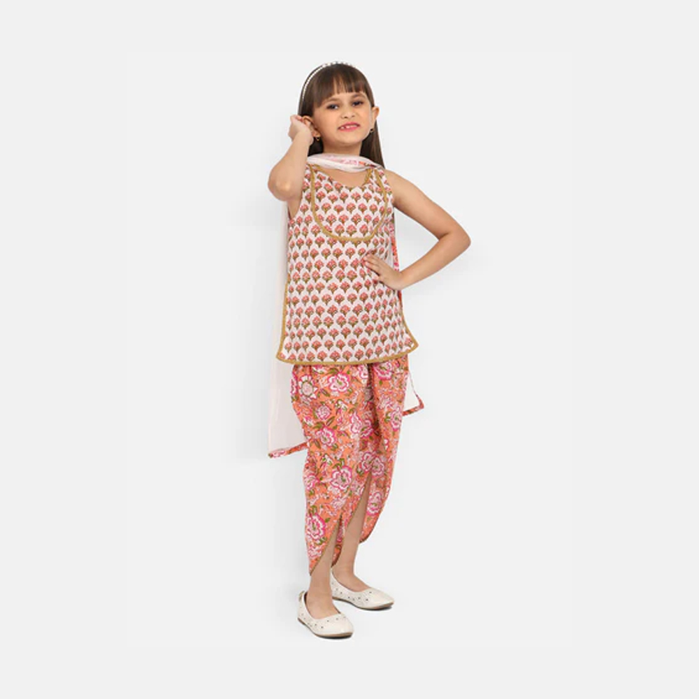 Girls Embroidered Smocked A-Line Dress