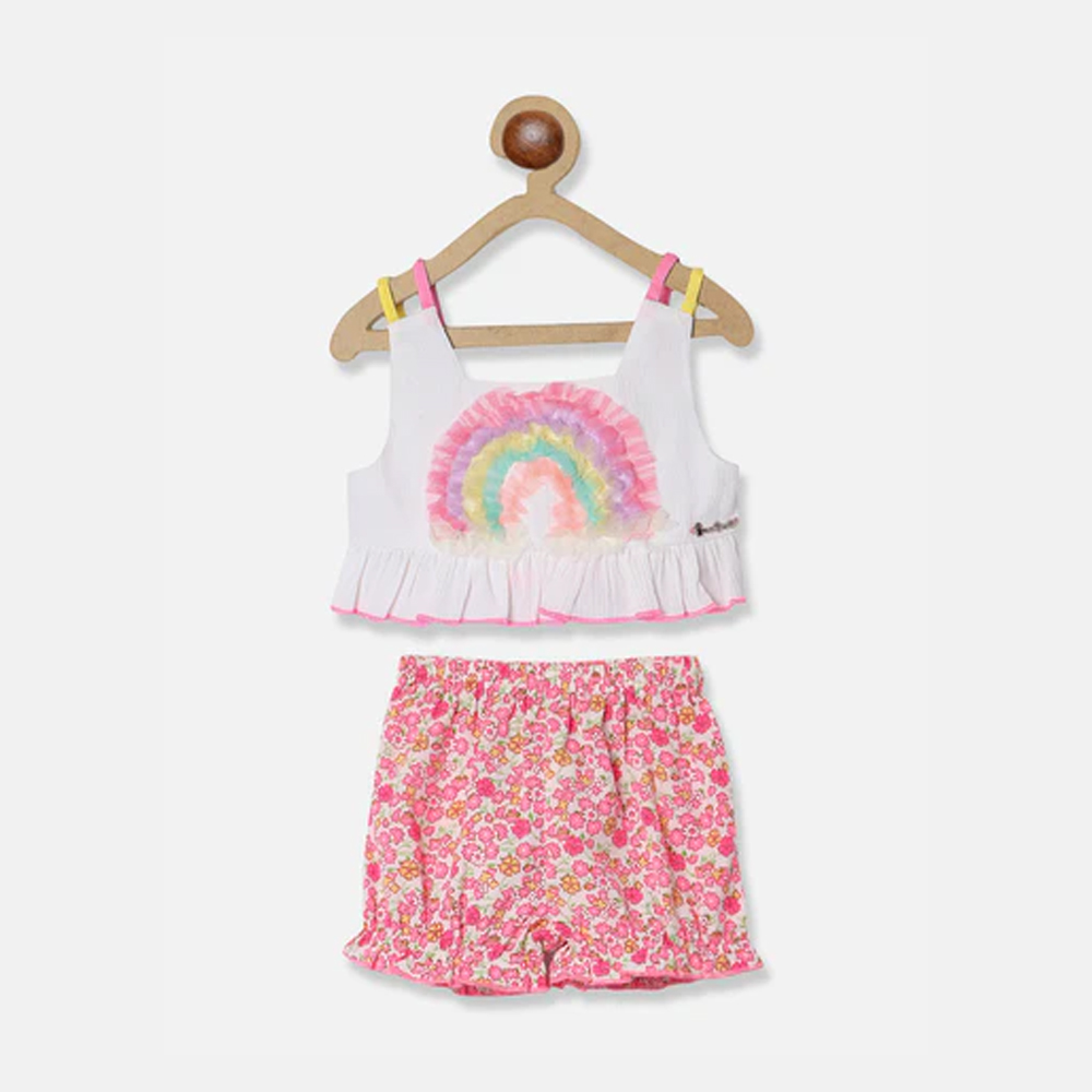 Girls Shoulder Strapped Top With Shorts