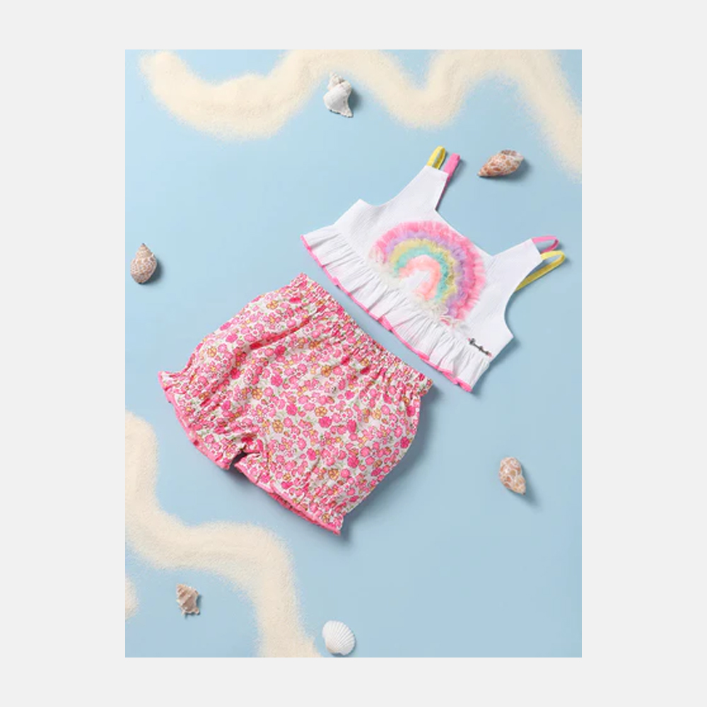 Girls Shoulder Strapped Top With Shorts